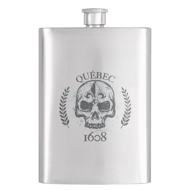 Gourde flasque d'alcool Québec Crâne/Crâne de mota (devant)