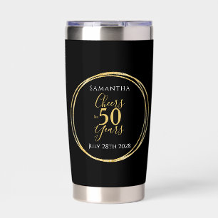Gourde Isotherme À 50 Ans Joyeux Anniversaire Soirée Or Noir