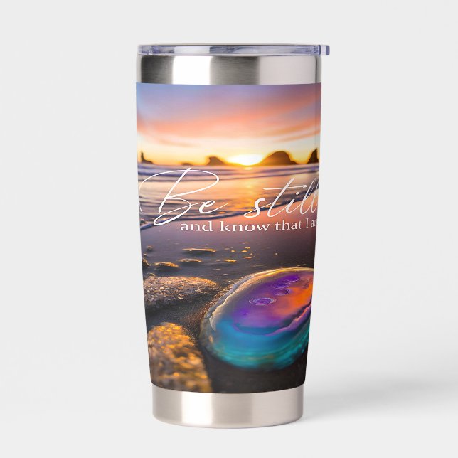 Gourde Isotherme Agate de coucher de soleil de plage calme (Gauche)