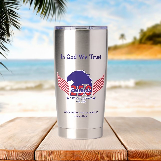 Gourde Isotherme Amérique 250e-Esprit de liberté-Texte modifiable (Plage (pivotée))