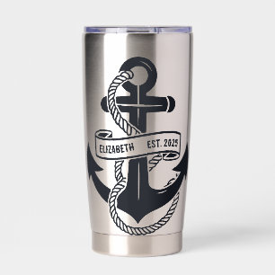 Gourde Isotherme Ancre de bateau personnalisée avec nom