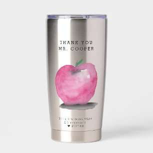 Gourde Isotherme Aquarelle Pomme Professeur Personnalisé Merci 
