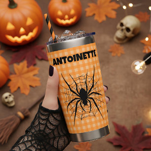 Gourde Isotherme Araignée d'Halloween dans une toile d'araignée car