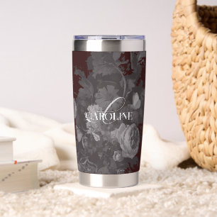 Gourde Isotherme Art de la vie encore florale vintage burgundy