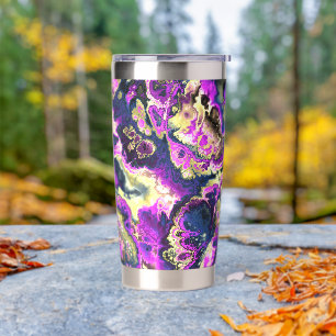 Gourde Isotherme Art de marbre fractal bohème tripant vibrant