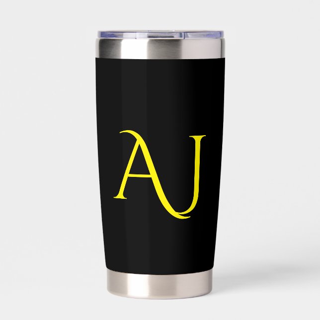 Gourde Isotherme Attractive Monogram Yellow Black Modern Minimalist (Extérieur)