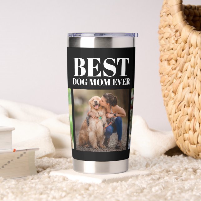 Gourde Isotherme Black moderne Meilleur Chien Maman Ever 3 Photo Co (Salon)