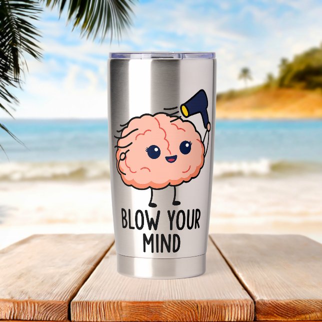 Gourde Isotherme Blow Your Mind Sticker - Cerveau mignon avec sèche (Plage (pivotée))