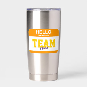 Gourde Isotherme Bonjour Mon Nom Est TEAM MOM Nametag Coloré Fun