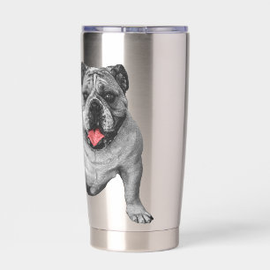 Gourde Isotherme Bouledogue avec accents rouges ludiques