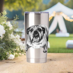 Gourde Isotherme Bouledogue brille sous la lumière festive