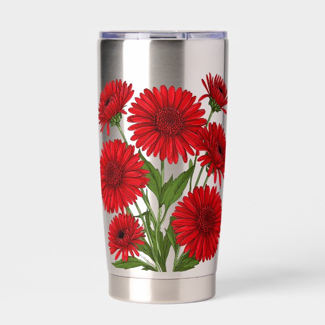 Gourde Isotherme Bouquet de gerbera rouge (Extérieur)