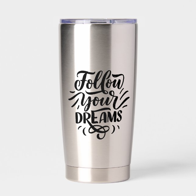 Gourde Isotherme Bouteille d'eau avec citation positive en typograp (Extérieur)