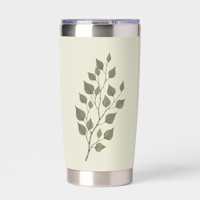 Gourde Isotherme Branche de bouleau vert vintage (Extérieur)