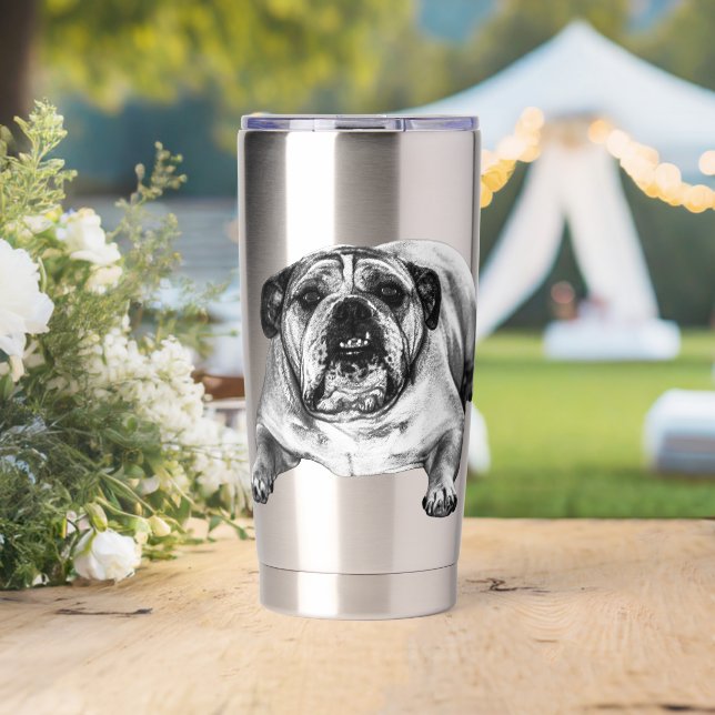 Gourde Isotherme Bulldog glow in festive light (Mariage (pivotée))