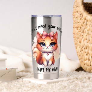 Gourde Isotherme Cadeau pour amateur de chat drôle Je n'ai pas beso