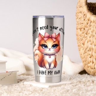 Gourde Isotherme Cadeau pour amateur de chat drôle Je n'ai pas beso