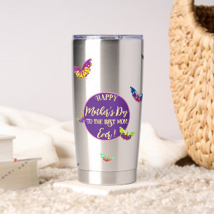Gourde Isotherme Calligraphie pour la fête des mères avec des papil