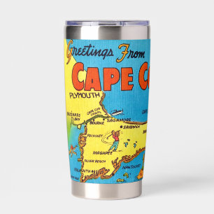Gourde Isotherme Cape Cod Mass Carte Isolée Tumbler