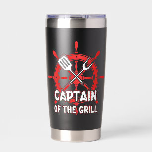 Gourde Isotherme Capitaine de barbecue drôle au gouvernail de la gr