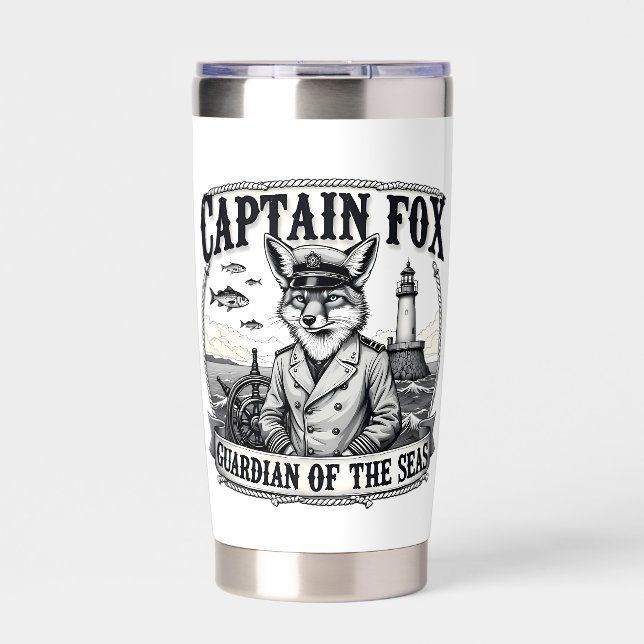Gourde Isotherme Captain Fox Guardian of Seas Nautical Design (Extérieur)