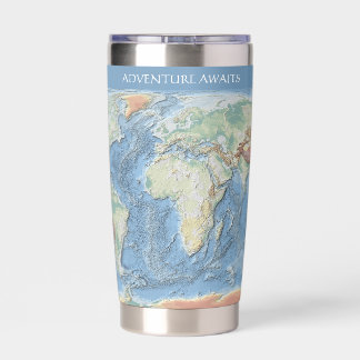 Gourde Isotherme Carte du monde en relief pastel – Personnalisée