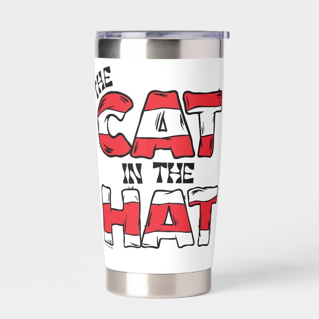 Gourde Isotherme Chat dans le Casquette | Texte en bande rouge et b (Gauche)