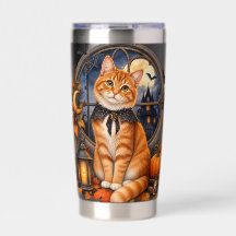 CHAT TABBY ORANGE THÈME HALLOWEEN