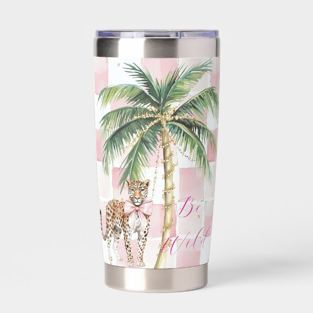 Gourde Isotherme Chic Carré Gold Palm Tree Leopard (Extérieur)