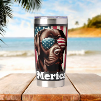 Gourde Isotherme Chocolat Lab Merica Drapeau USA Patriotique 4 Juil