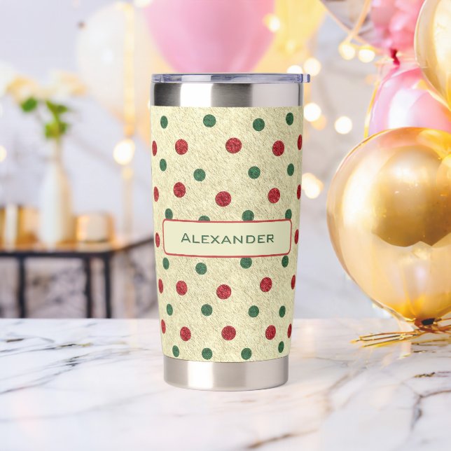 Gourde Isotherme Christmas Retro Red Green Dots Pattern (Avant)