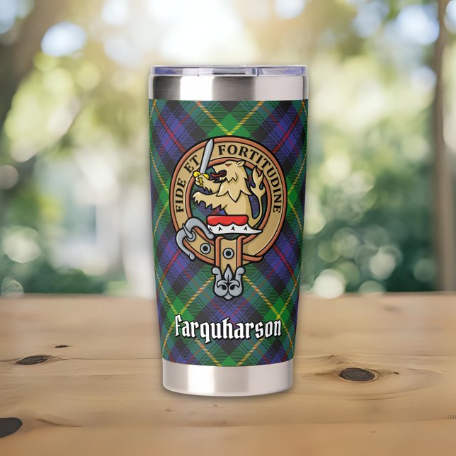 Gourde Isotherme Cimier du clan Farquharson sur tartan (Créateur téléchargé)