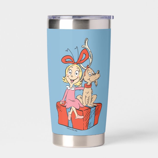 Gourde Isotherme Cindy Lou Who et Max sur un cadeau (Gauche)