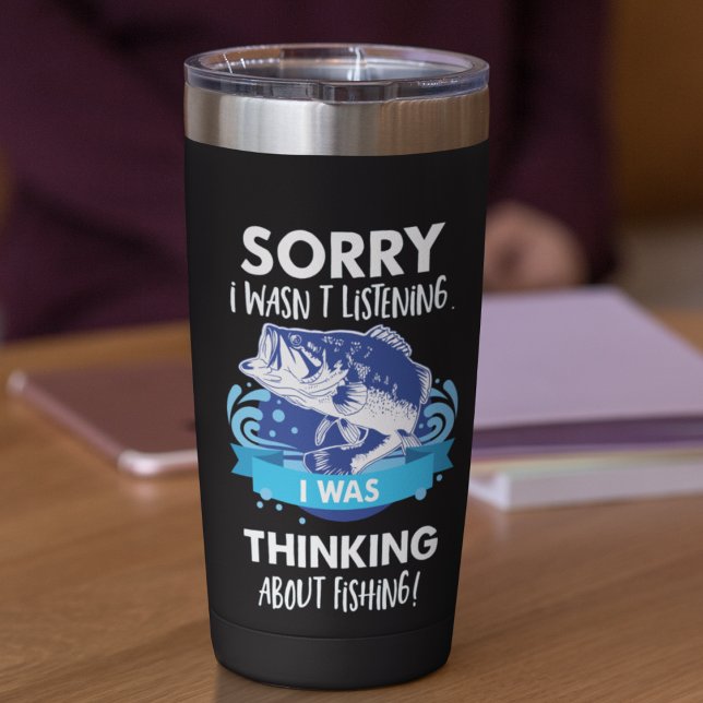 Gourde Isotherme Citation de pêche de basse Hobby Sport Pêcheur pêc (Funny fishing mug for anglers, cold or hot drinks. Fishing Gift Ideas.)