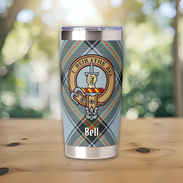 Gourde Isotherme Clan Bell Crest sur Tartan (Créateur téléchargé)