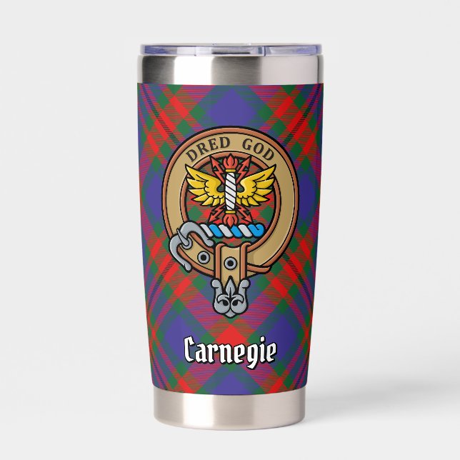 Gourde Isotherme Clan Carnegie Crest sur Tartan (Extérieur)
