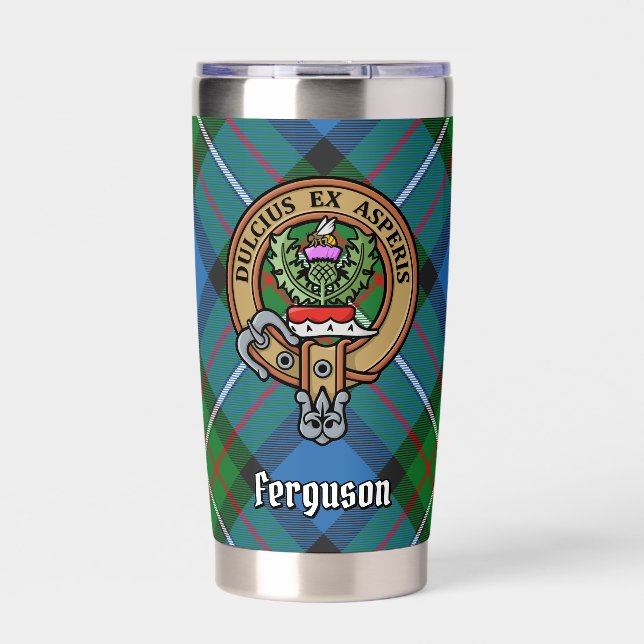 Gourde Isotherme Clan Ferguson Crest sur Tartan (Extérieur)