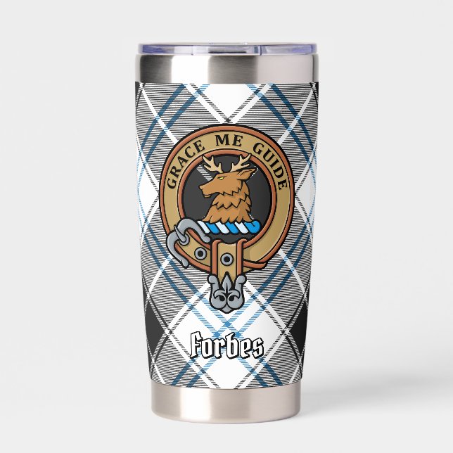 Gourde Isotherme Clan Forbes Crest sur la robe Tartan (Extérieur)