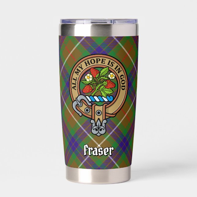 Gourde Isotherme Clan Fraser Crest sur la chasse Tartan