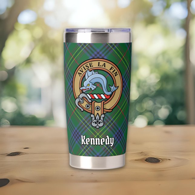 Gourde Isotherme Clan Kennedy Crest sur Tartan (Créateur téléchargé)