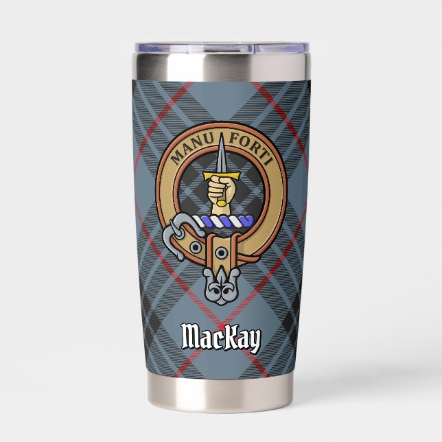 Gourde Isotherme Clan MacKay Crest sur Blue Tartan (Extérieur)