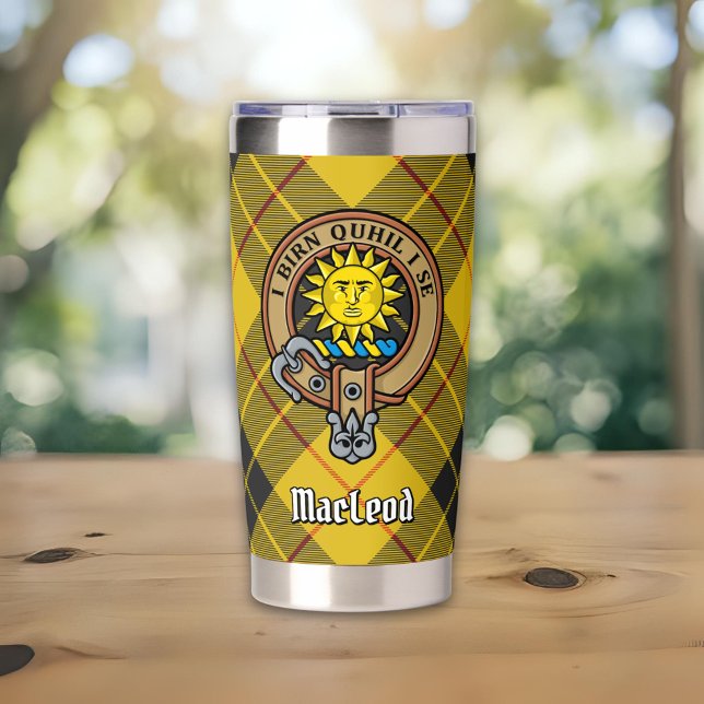 Gourde Isotherme Clan MacLeod de Lewis Crest sur Tartan (Créateur téléchargé)