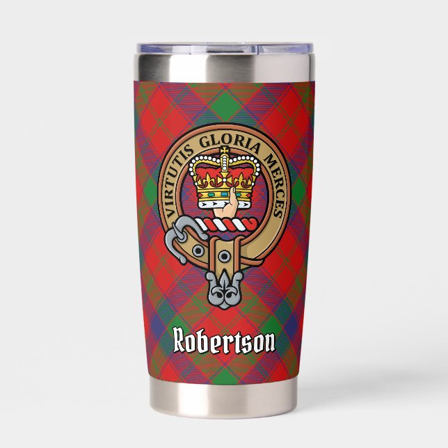 Gourde Isotherme Clan Robertson Crest sur Tartan (Extérieur)