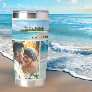 Gourde Isotherme Collage photo de mariage de plage ou de destinatio