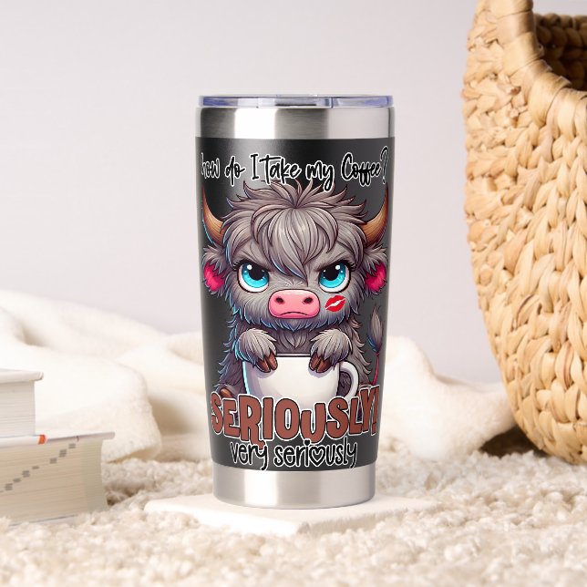 Gourde Isotherme Comment je prends mon café ? Sérieusement Très sér (Salon (pivotée))
