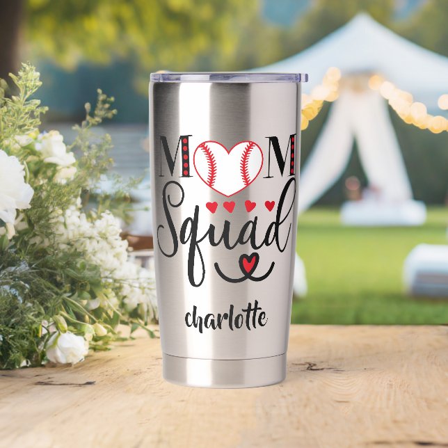 Gourde Isotherme Cool Baseball Maman Squad Red Hearts Personnalisé (Mariage)