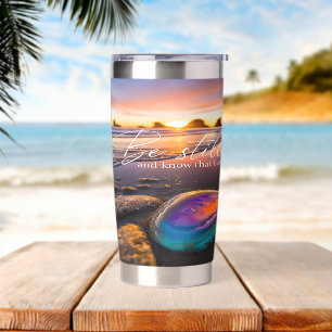 Gourde Isotherme Coucher de soleil sur la plage agate calme-toi