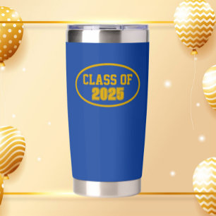 Gourde Isotherme Couleurs de l'école Bleu Royal et Or Année de prom