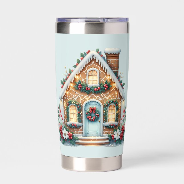 Gourde Isotherme Cozy Gingerbread House Holiday Illustration (Extérieur)