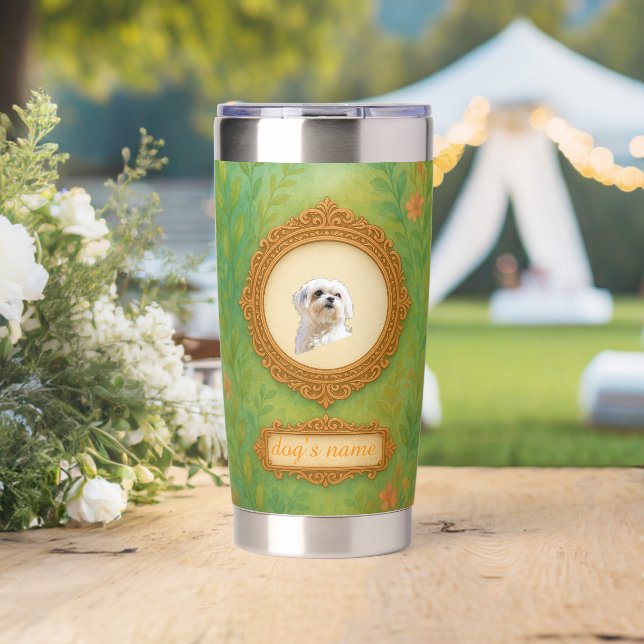 Gourde Isotherme Custom Pet Photo & Name Tumbler (Mariage (pivotée))